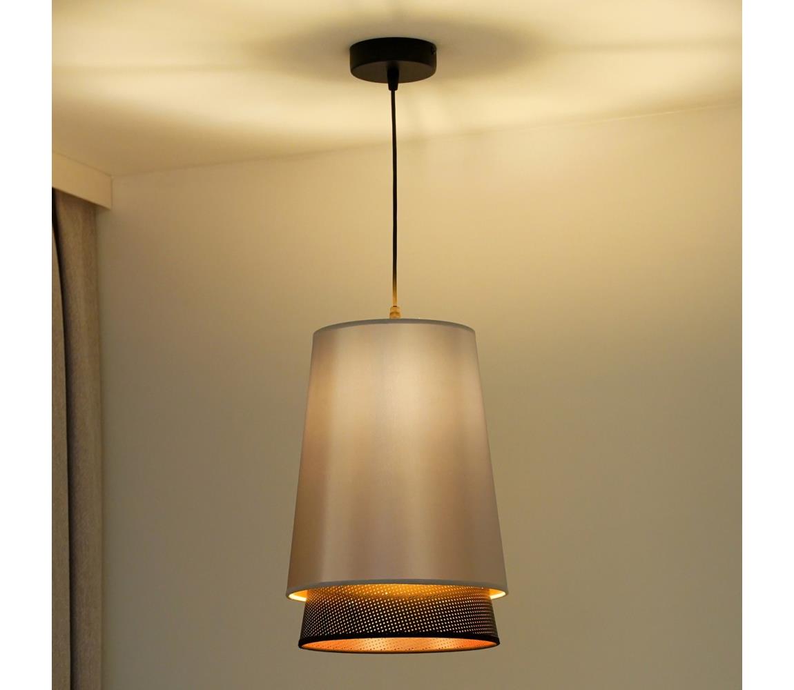 Duolla - Żyrandol na lince BELL SHINY 1xE27/15W/230V śr. 25 cm srebrny/czarny