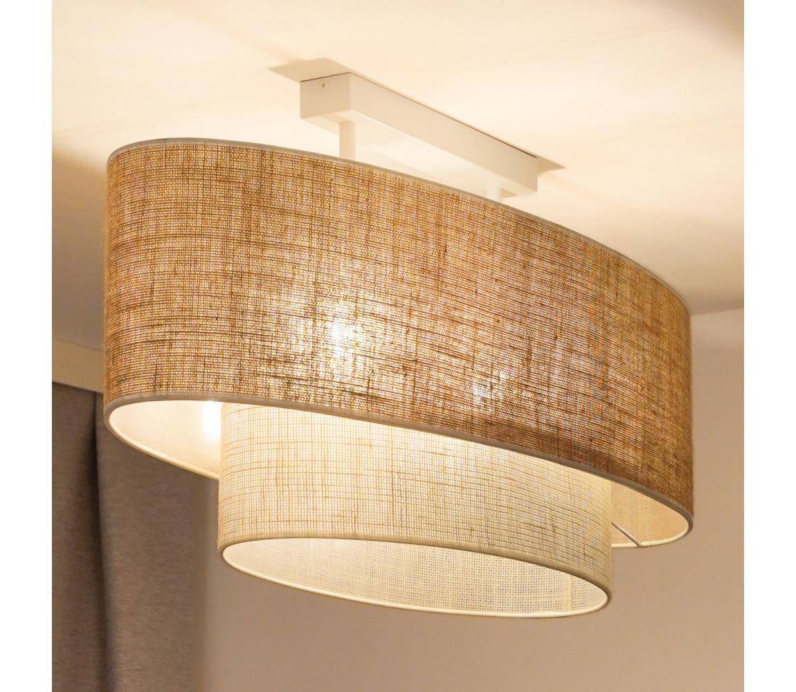 Duolla - Żyrandol natynkowy DOUBLE OVAL YUTE 2xE27/15W/230V brązowy/kremowy