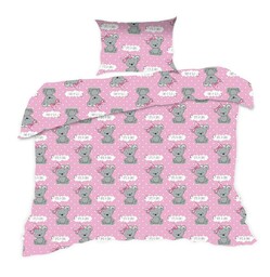 Extrapościel Pościel bawełniana 90x120 555K misie różowa szara Kids 24 z poszewką 40x60