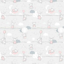 Extrapościel Pościel bawełniana 90x120 56K misie zajączki szara różowa Kids 24 z poszewką 40x60