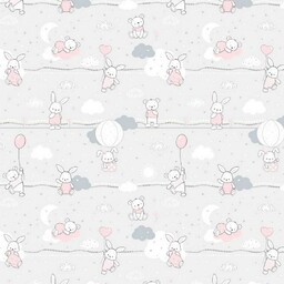 Extrapościel Pościel bawełniana 100x135 56K misie zajączki szara różowa Kids 24 z poszewką 40x60