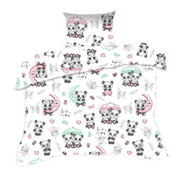Extrapościel Pościel bawełniana 100x135 667K pandy biała kolorowa Kids 24 z poszewką 40x60