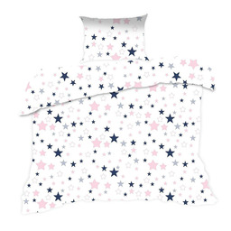 Extrapościel Pościel bawełniana 110x140 363K gwiazdki biała różowa Kids 24 z poszewką 40x60
