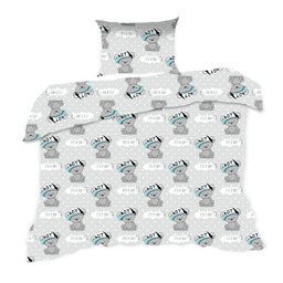 Extrapościel Pościel bawełniana 110x140 554K misie szara niebieska Kids 24 z poszewką 40x60