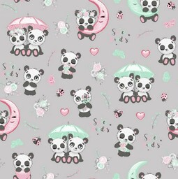 Poszewka 40x40 pandy szara kolorowa Kids