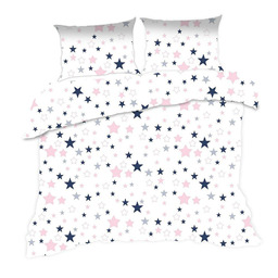 Extrapościel Pościel bawełniana 160x200 363K gwiazdki biała różowa Kids 24