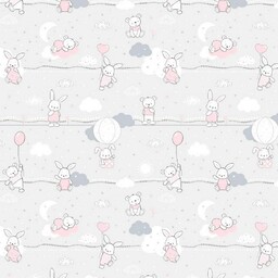 Extrapościel Pościel bawełniana 110x140 56K misie zajączki szara różowa Kids 24 z poszewką 40x60