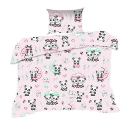 Extrapościel Pościel bawełniana 110x140 669K pandy różówa kolorowa Kids 24 z poszewką 40x60