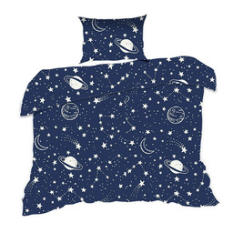 Extrapościel Pościel bawełniana 110x140 7K gwiazdozbiór granatowa planety Kids 24 z poszewką 40x60