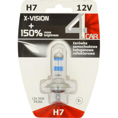 Żarówka samochodowa H7 12 V X-VISION +150% 4CAR