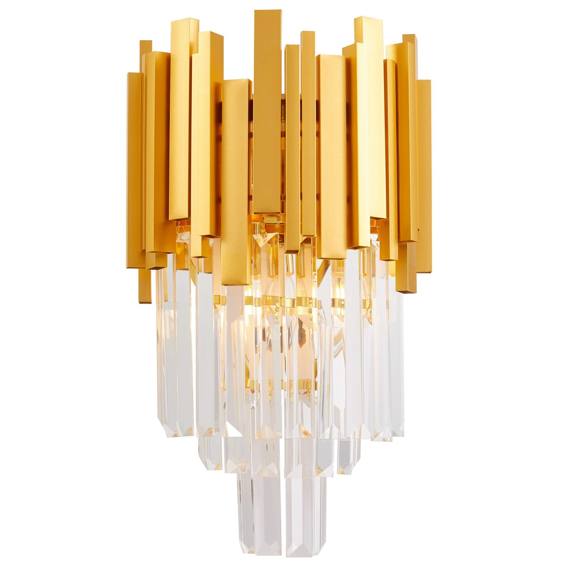 LAMPA ŚCIENNA KINKIET KRYSZTAŁOWY ZŁOTY FERA W2