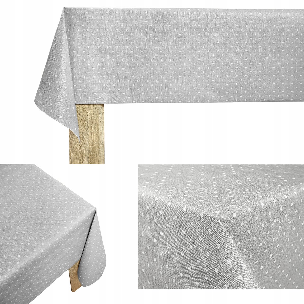 Plamoodporny Obrus Flizelinowy Białe Kropki Na Stół Ławę Blat 140x400cm