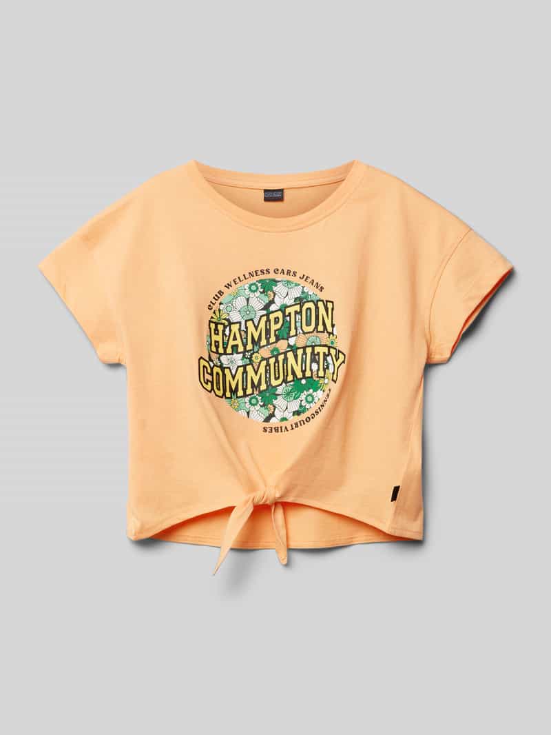 T-shirt z wiązanym detalem model ‘Madison’