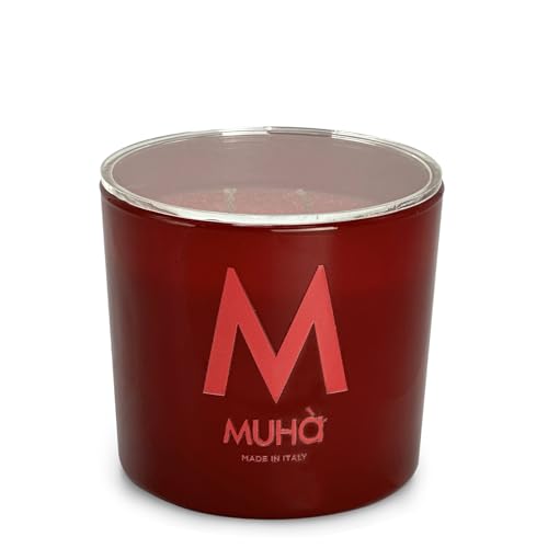 MUHA' | Świeca zapachowa ze szkła bordowego, zapach granatu, perfumy dla środowiska, rozmiar 270 Gr