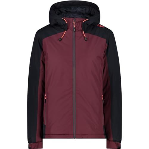 CMP Wyściełana kurtka damska ze stałym kapturem, Burgundy, 42