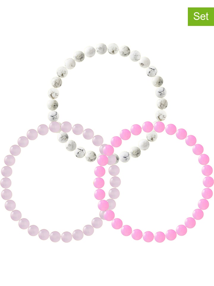 Pearline Bransoletki (3 szt.) w kolorze jasnoróżowym i białym