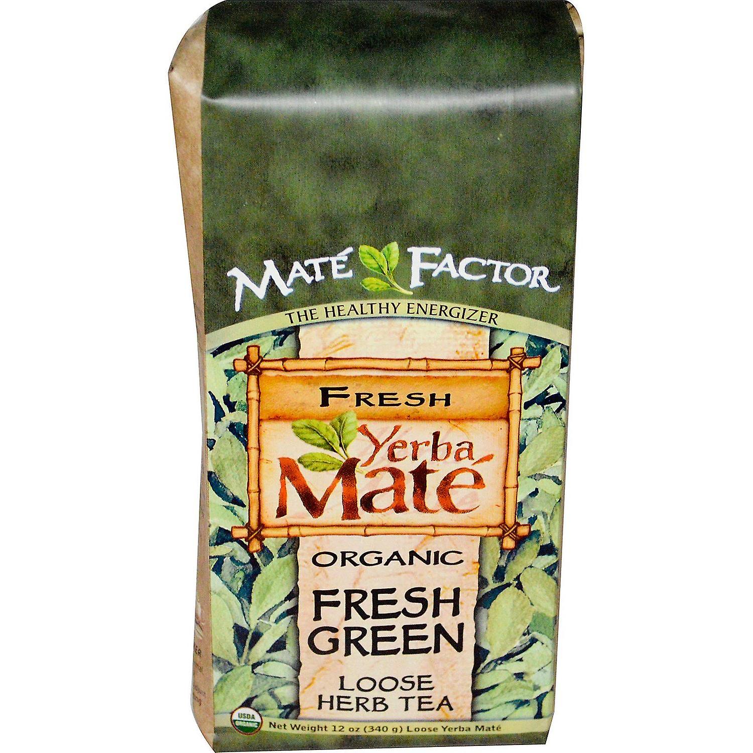 Mate Factor, Organiczna Yerba Mate, Fresh Green, Luźna herbata ziołowa, 12 oz (340 g)