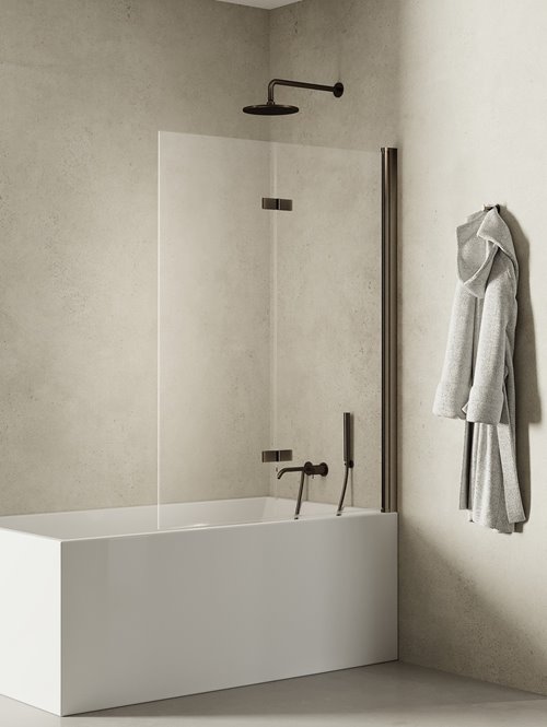 Parawan wannowy składany 120x140 cm prawy New Soleo P-0144 Gunmetal Brushed