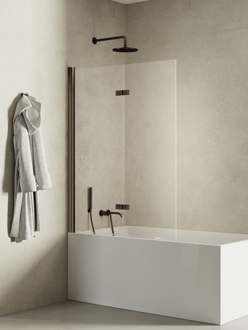 Parawan wannowy składany 120x140 cm lewy New Soleo P-0143 Gunmetal Brushed