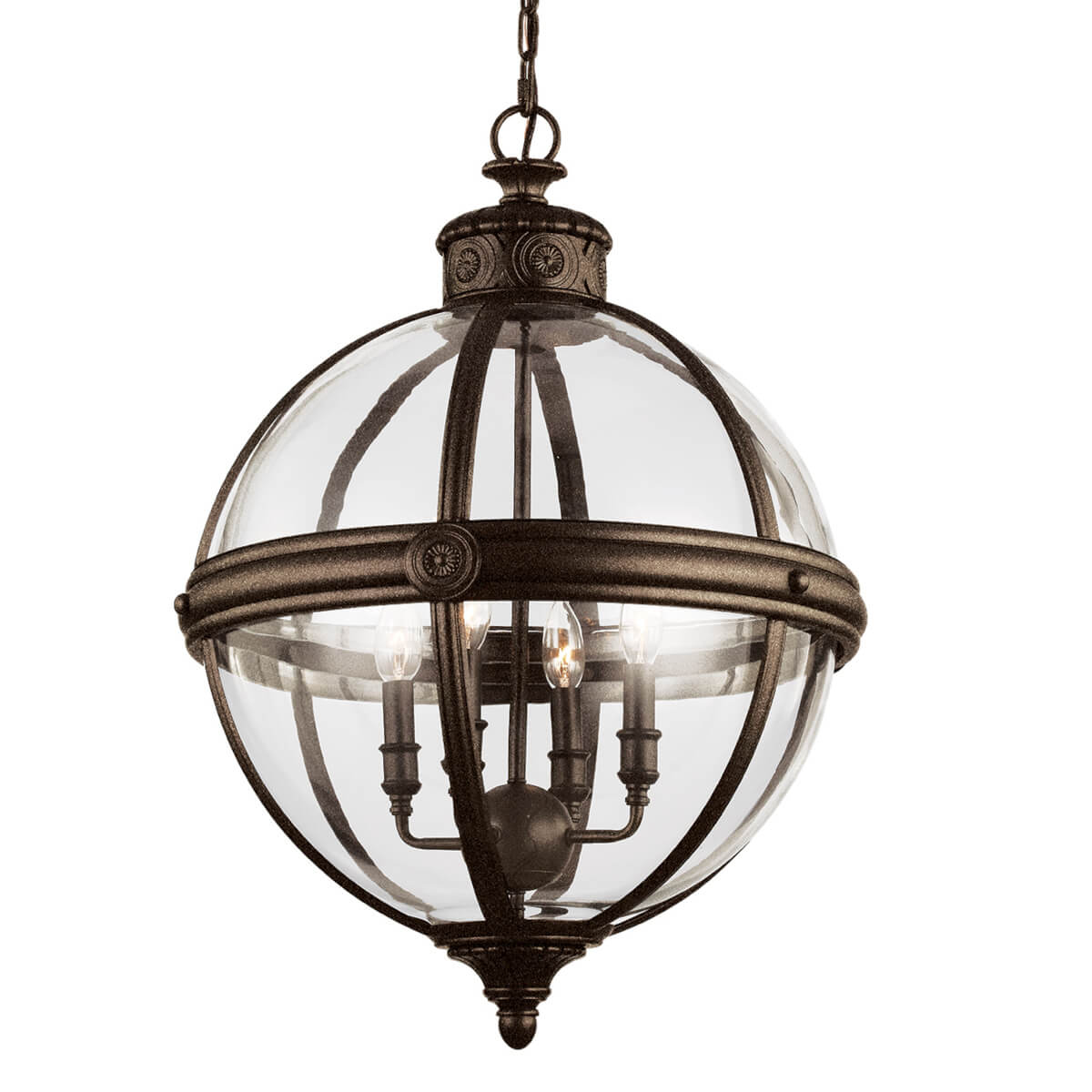 Kulista lampa wisząca Adams FE-ADAMS-4P-BRZ Feiss ball przezroczysta brąz