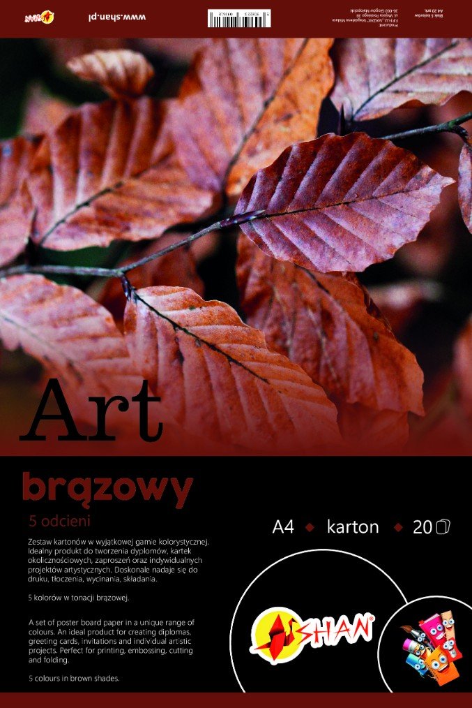 Blok kolorowy ART brązowy Shan A4 20 ark