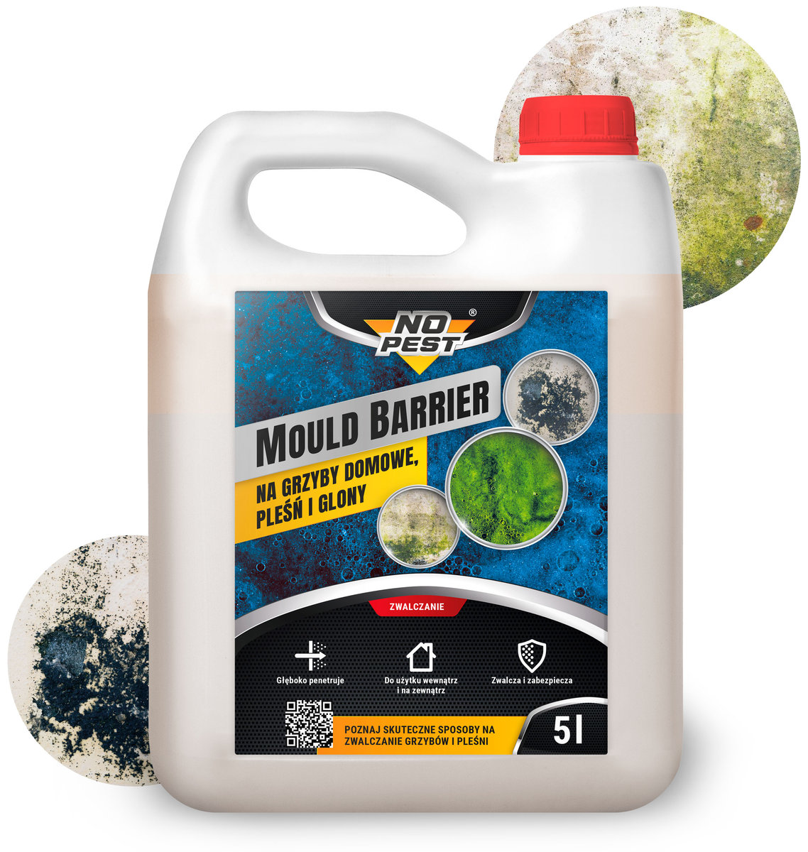 Preparat na Grzyby Domowe Pleśń i Glony NO PEST Płyn Środek do Usuwania Grzyba Domowego Pleśni i Glonów Mould Barrier 5L