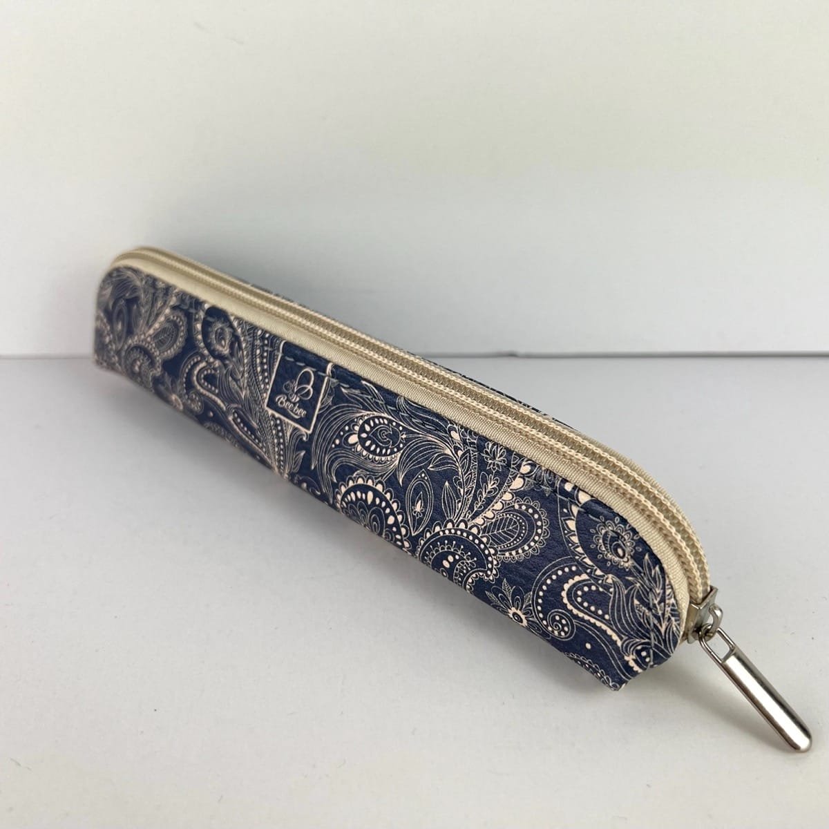 Etui saszetka piórnik mini paisley beż-denim