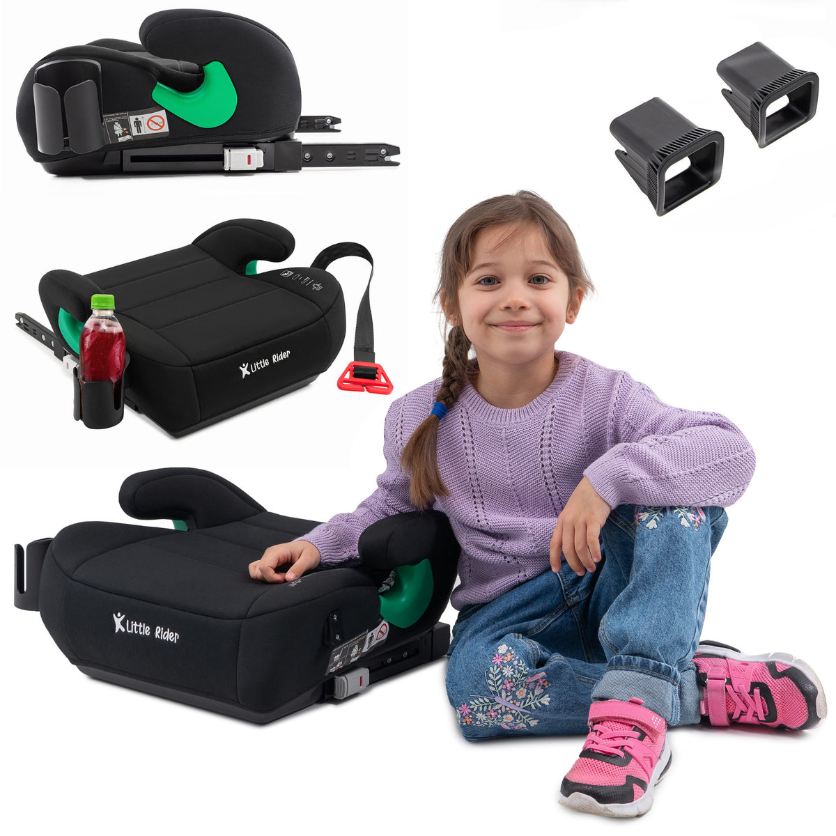 FOTELIK SAMOCHODOWY PODKŁADKA SIEDZISKO Z ISOFIX CZARNY R129 125-150 CM
