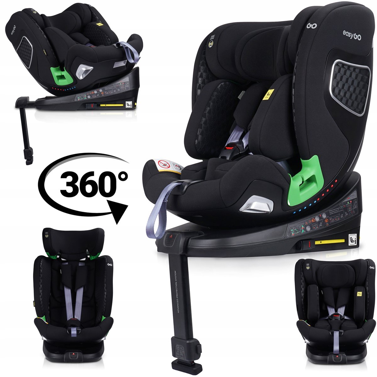 FOTELIK SAMOCHODOWY OBROTOWY ISOFIX I-SIZE EASYGO TRUST 40-150CM 0-36KG IRON