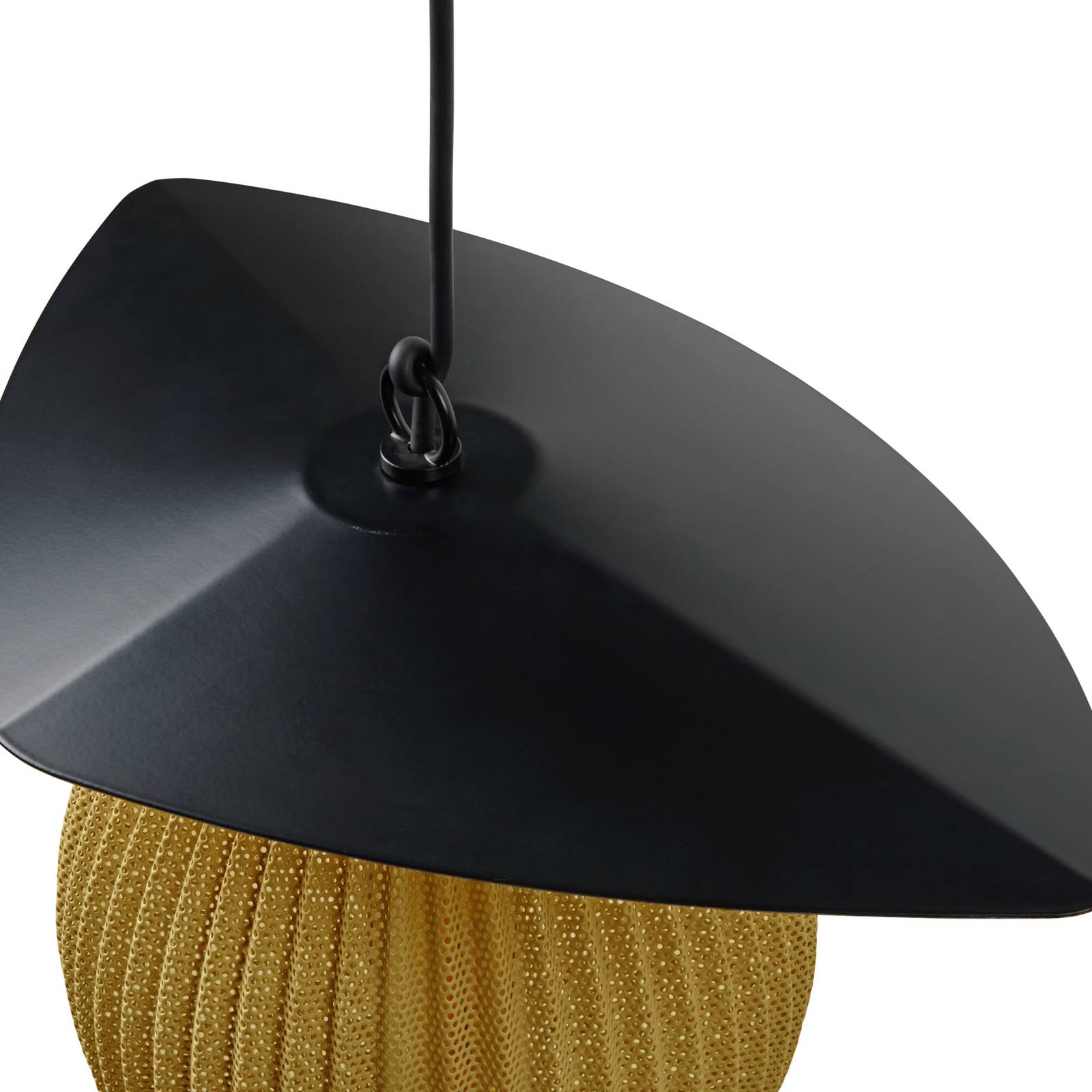 Zewnętrzna lampa wisząca Gubi Satellite, 57x36 cm, czarny/musztardowe złoto