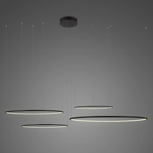 Lampa wisząca Ledowe Okręgi No.4 Φ150 Φ100 Φ100 Φ80 cm in 3k czarna Altavola Design