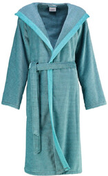 Cawo Szlafrok damski Two Tone Hooded Turquoise