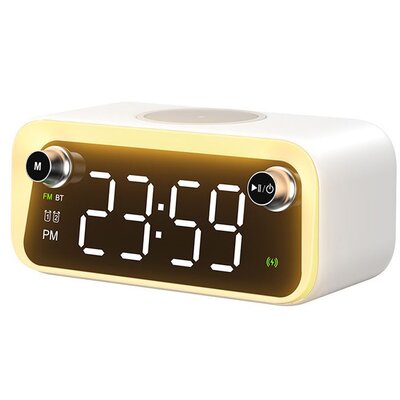 WEKOME Beluga D6 Dream - Wielofunkcyjny bezprzewodowy głośnik / Radio FM z funkcją ładowania indukcyjnego 15W MagSafe (Biały)