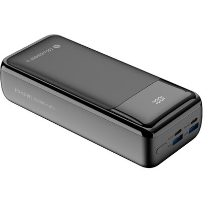 Powerbank GoGEN 30000mAh, USB-C PD 65W, QC 22,5W, LCD (PB300002B) Czarna