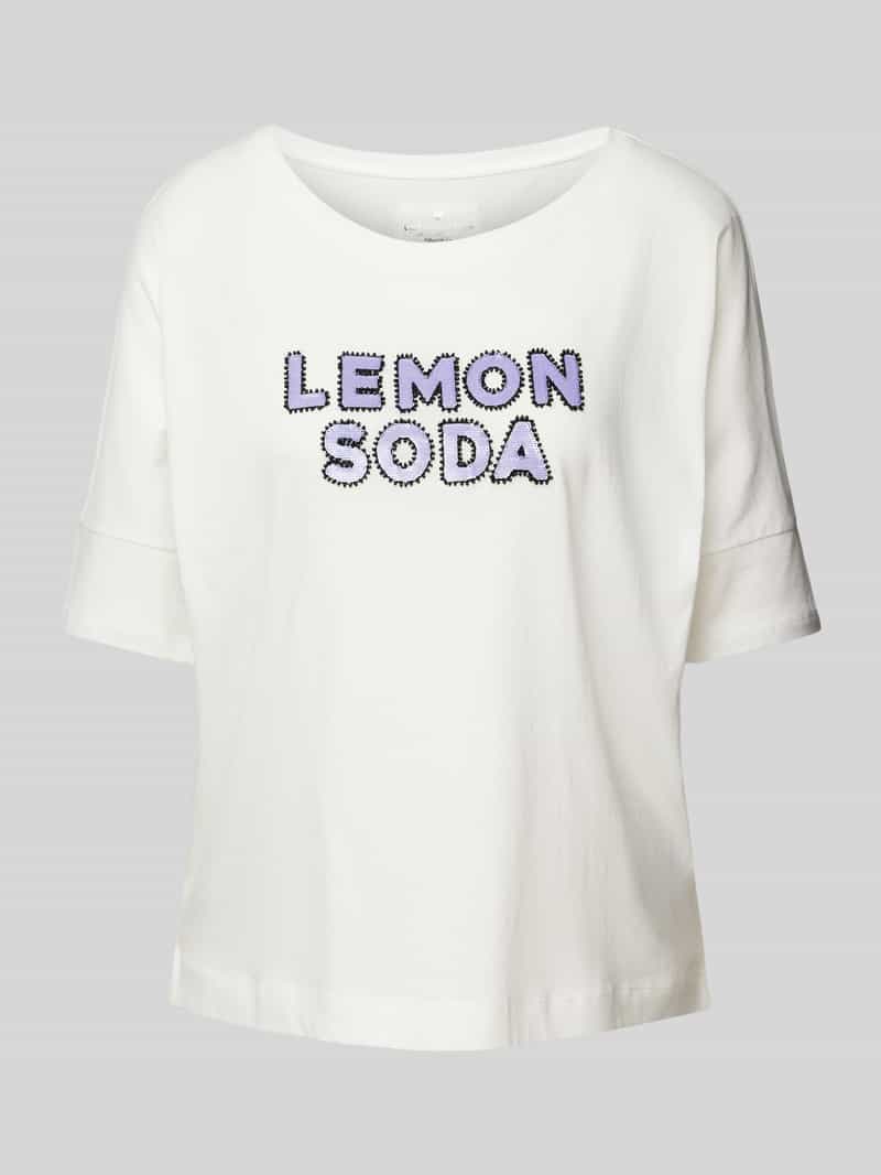 T-shirt z cekinowym obszyciem model ‘Dacina’