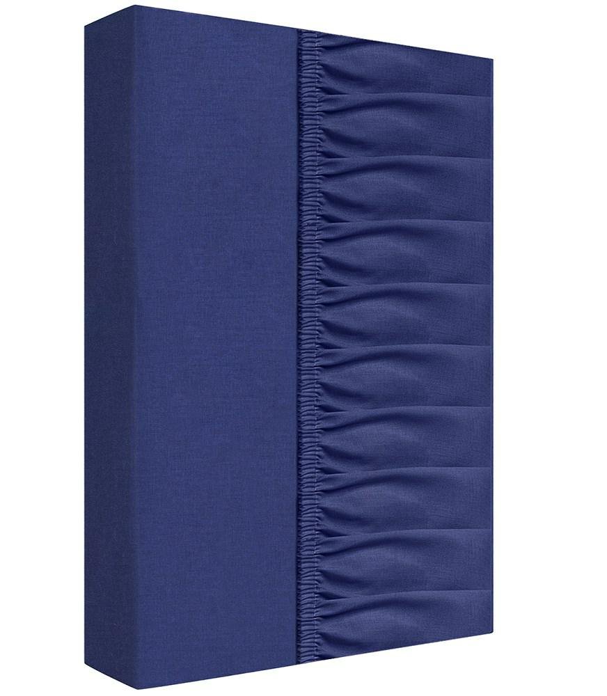 Prześcieradło bawełniane z gumką 160x200 granatowe na materac o wysokości do 25 cm