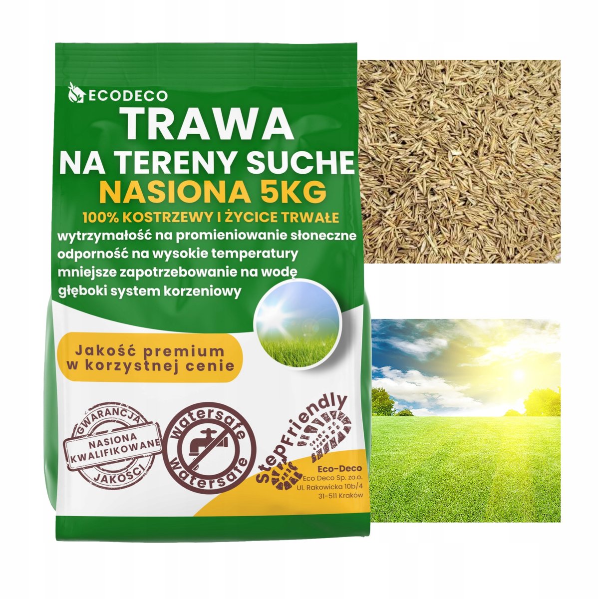 Trawa na Tereny Suche Samoregenerująca Nasiona Eco Deco 5kg Odporna Susza