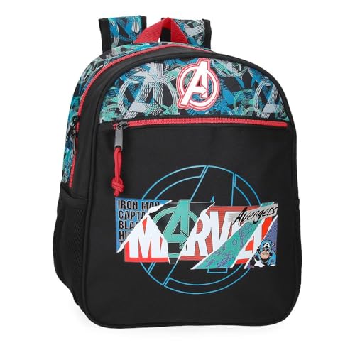 Joumma Marvel Shield Plecak szkolny adaptacyjny do wózka Czarny 27x33x11 cm Poliester 9,8L, Czarny (Black), Plecak szkolny z możliwością dostosowania do wózka