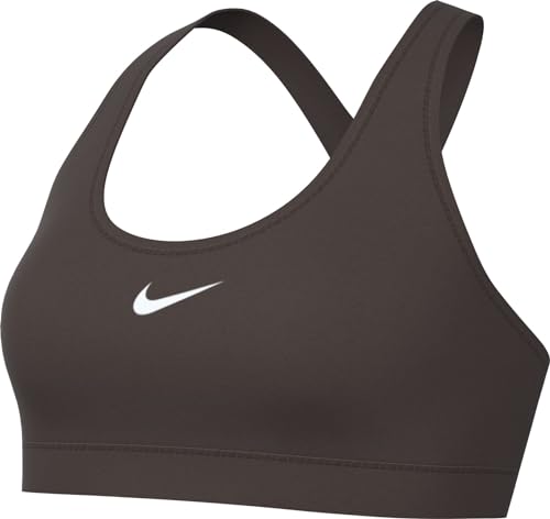 Nike Damski biustonosz W Nk Swsh LGT SPT, barokowy brązowy/biały, DX6817-237, L