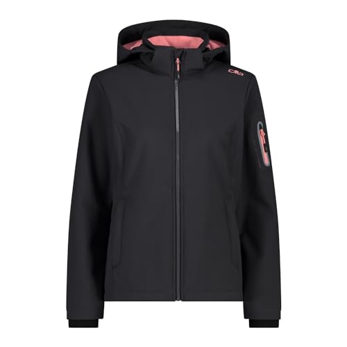 CMP - Damska kurtka softshell z odpinanym kapturem, Antracyt-Lotus, 42
