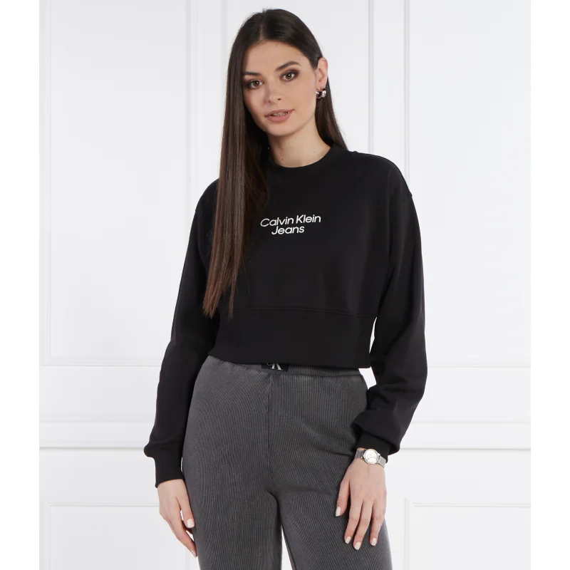 Calvin Klein Jeans Bluza STACKED INSTITUTIONAL | Cropped Fit