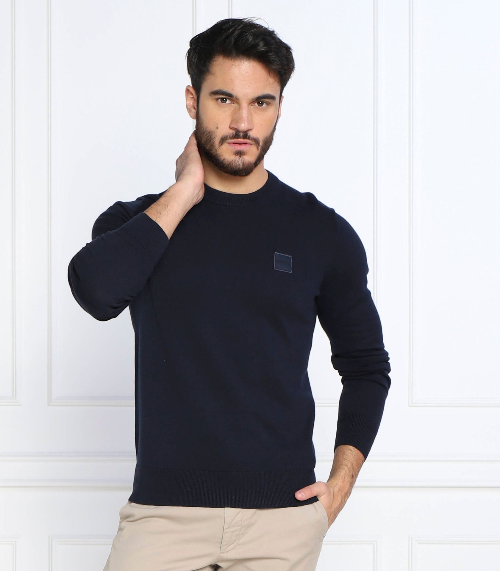 BOSS ORANGE Sweter Kanovano Regular Fit z dodatkiem kaszmiru