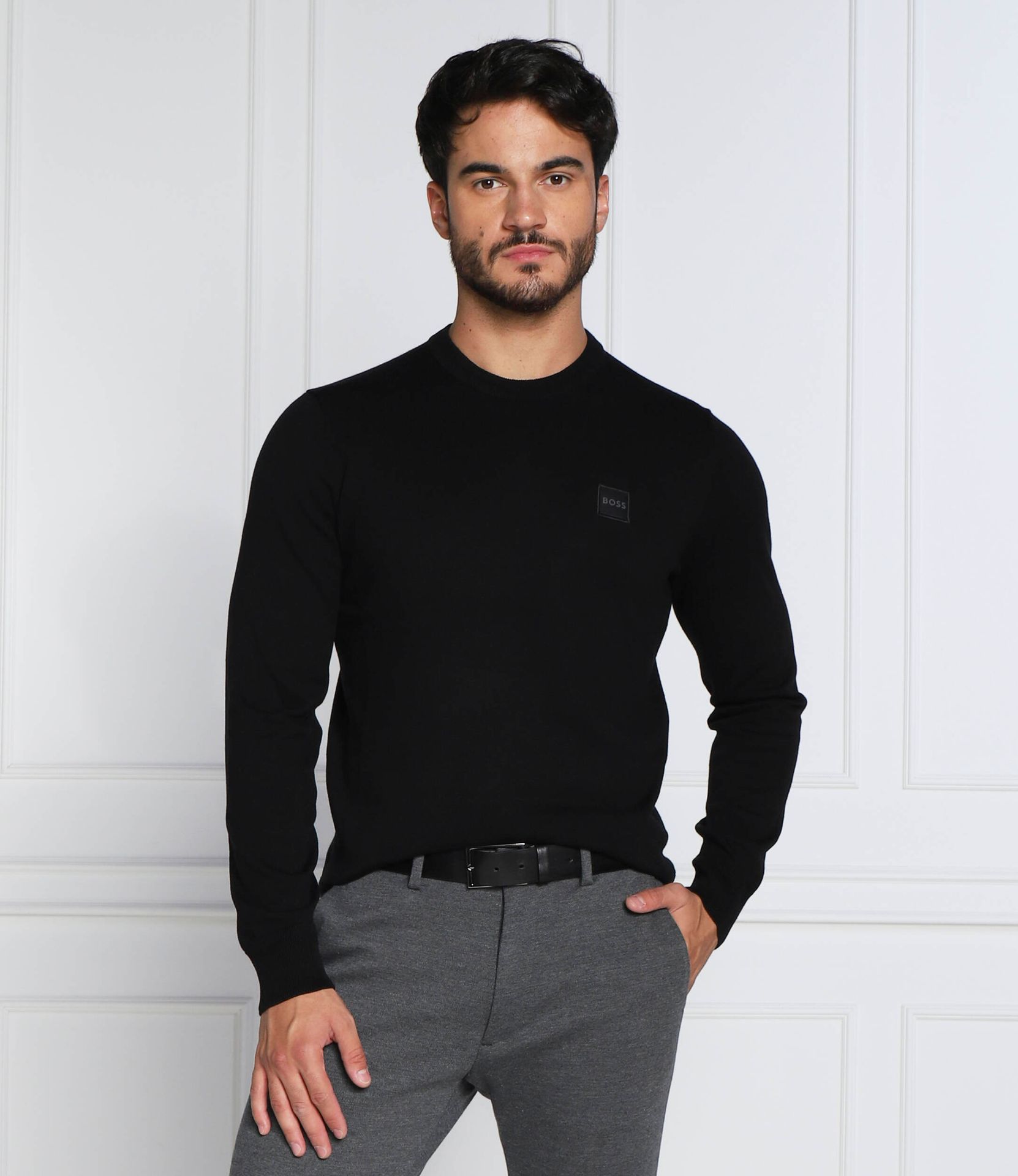 BOSS ORANGE Sweter Kanovano Regular Fit z dodatkiem kaszmiru