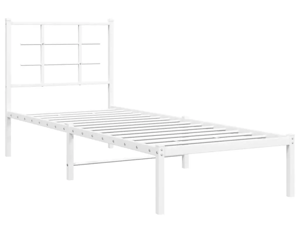 Białe metalowe łóżko w stylu loftowym 100x200 cm - Laxo