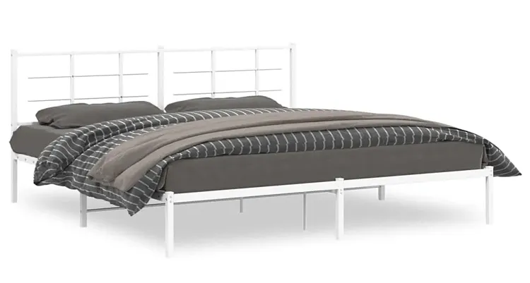 Białe metalowe łóżko małżeńskie 200x200 cm - Laxo