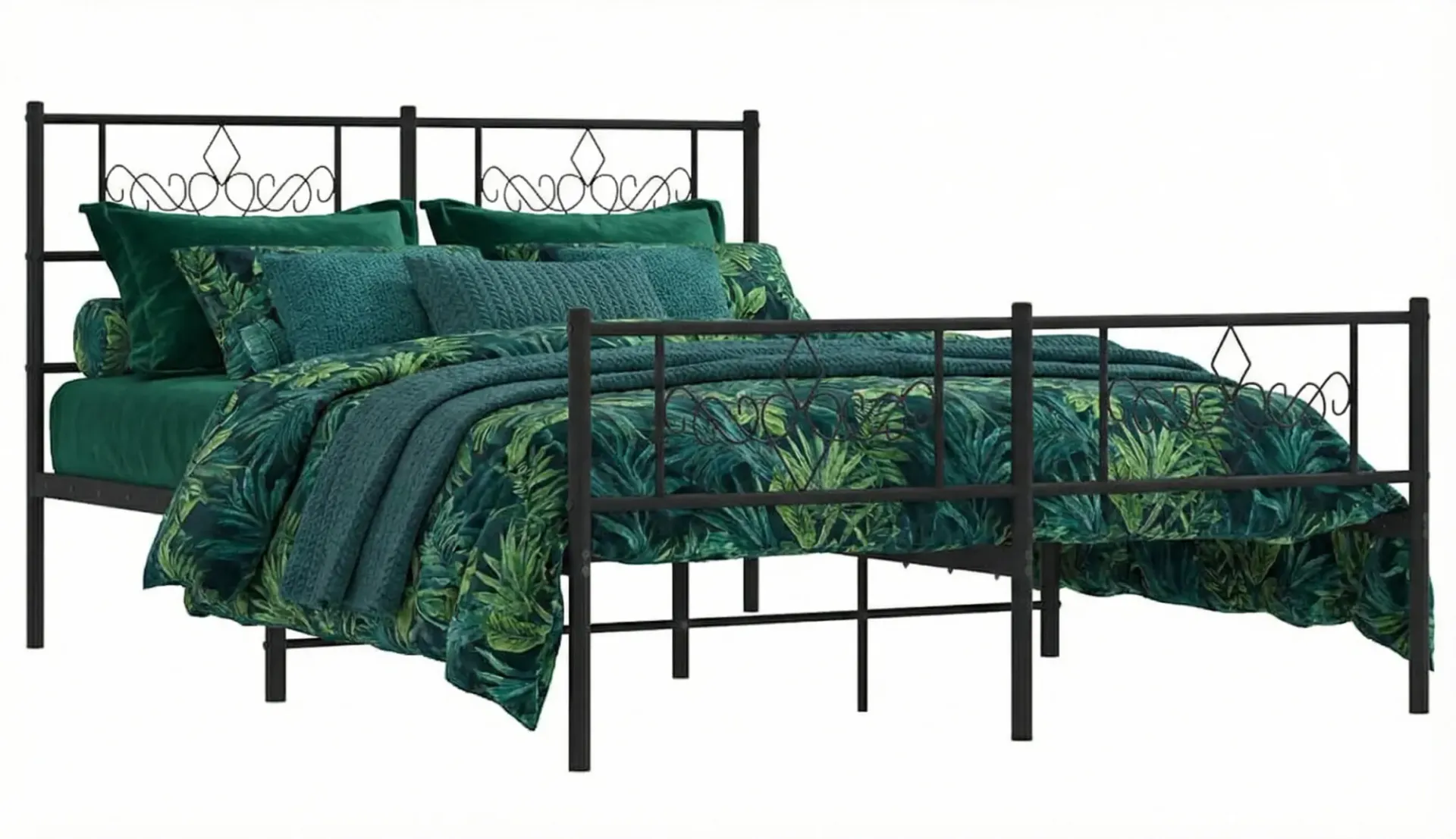 Czarne metalowe łóżko małżeńskie 160x200cm - Radina