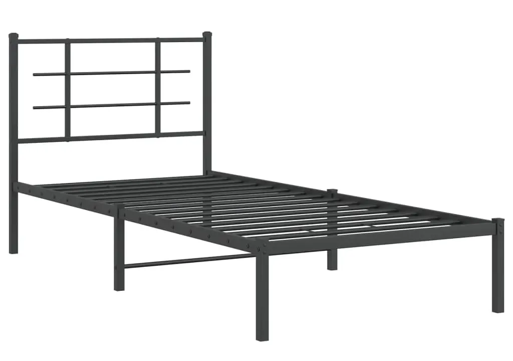 Czarne loftowe łóżko metalowe 90x200 cm - Laxo