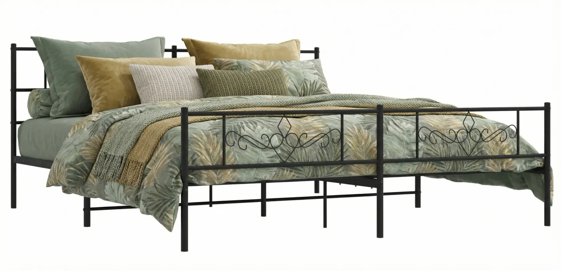 Czarne metalowe łóżko małżeńskie 200x200 cm - Radina