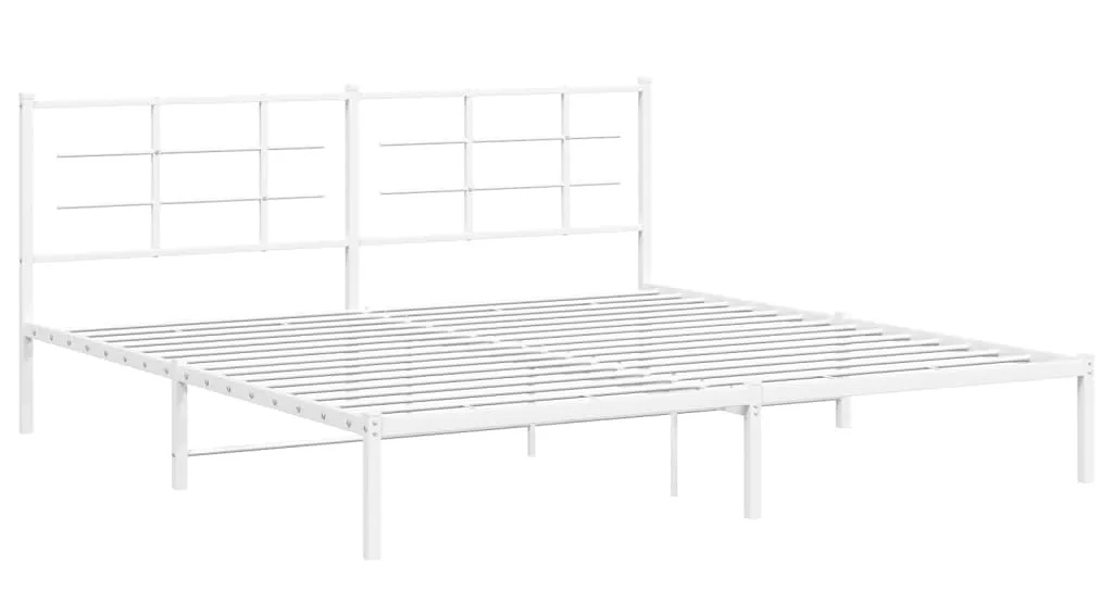 Białe metalowe łóżko małżeńskie 180x200 cm - Laxo