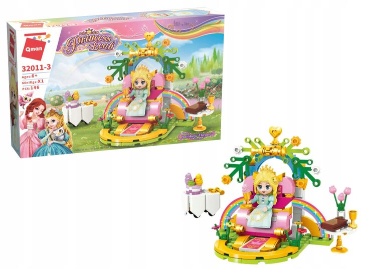 Klocki Konstrukcyjne Qman Princess Zamek Tęczowy Tron Dla Dziewczynki